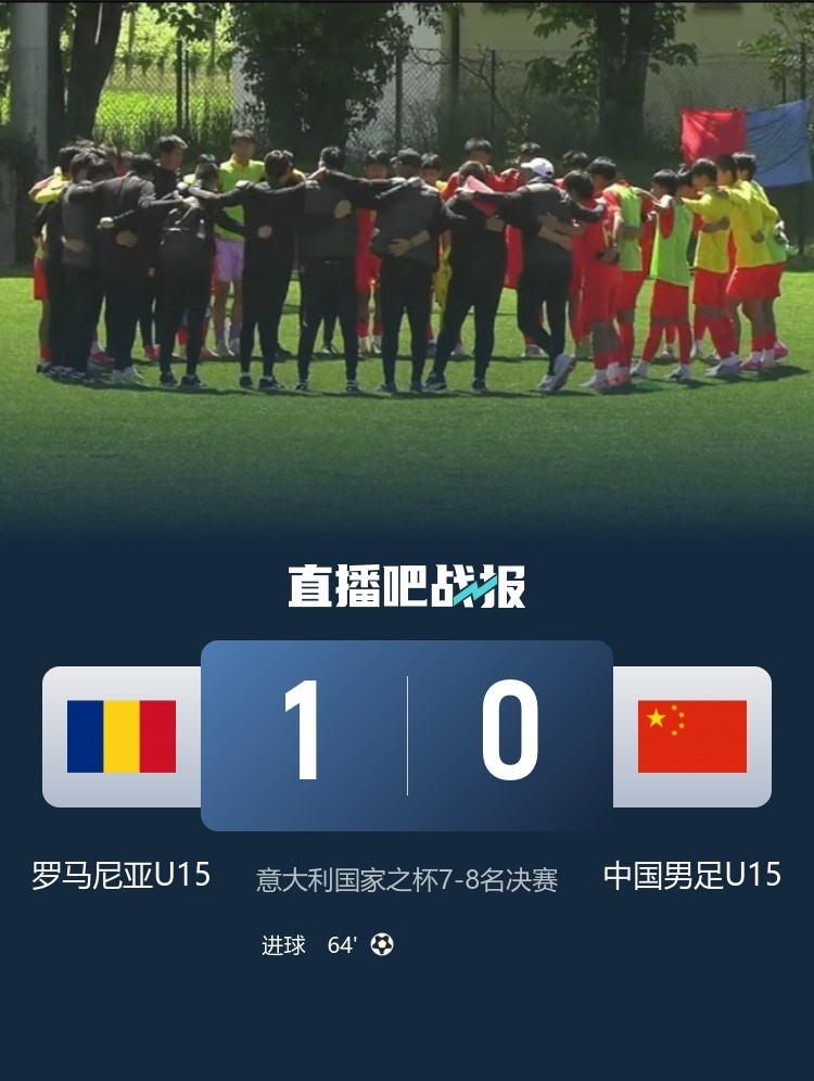 U15国足意大利邀请赛获第8 四场1胜3负仅失5球