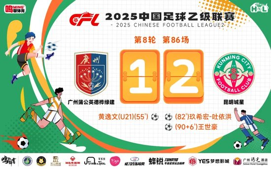 中乙-广州蒲公英1比2昆明城星：门将低级失误葬送好局，两连败敲响警钟